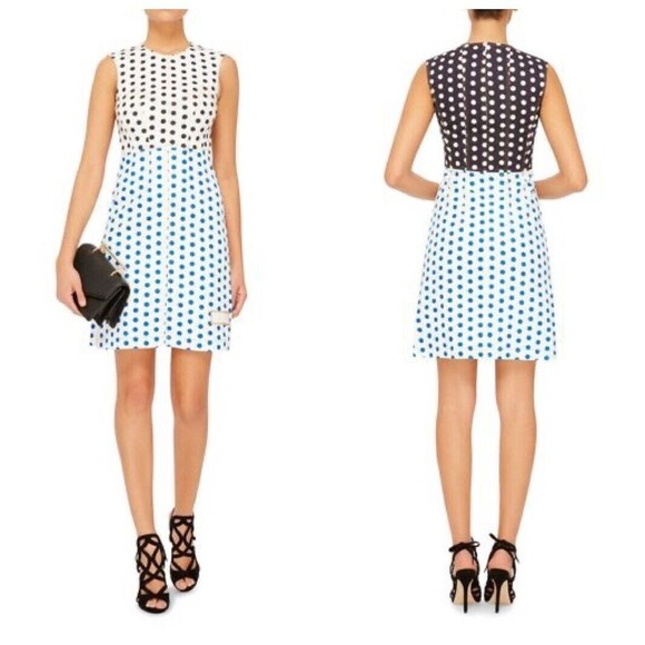 JW Anderson Polka Dot Denim Dress Women’s Size 4 Multi A-Line Shift Sleeveless - Picture 1 of 13